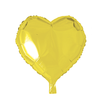Folieballon  - hjerteformet 45 cm - gul
